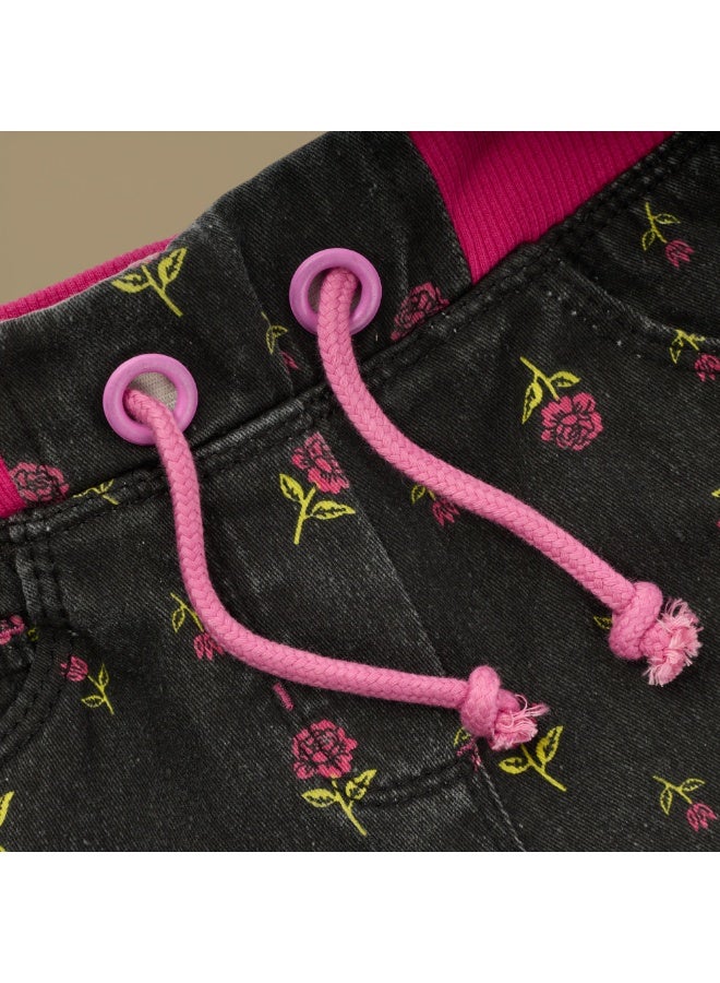MARWAN Girls All Over Print Twill Long Pants with Elastic Waist and Drawstring - Image 4